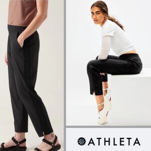 Athleta Brooklyn Ankle Crop Pants Black Athleisure Travel Walking Casual Size 0